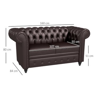Divano 2 Posti stile Chesterfield 160x84x80 cm