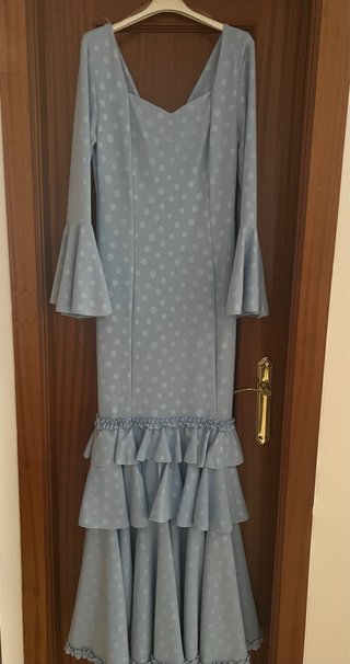Vestido Flamenca Azul Nuevo Talla M