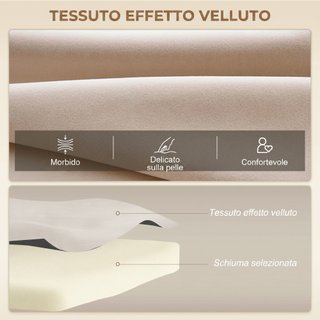 Divano Letto 3 in 1 Tessuto Effetto Velluto Beige