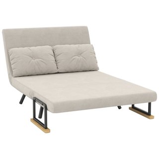 Divano Letto 3 in 1 Tessuto Effetto Velluto Beige
