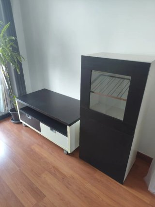 Mueble TV BESTA Negro y Blanco