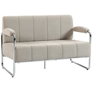 Divano 2 Posti Moderno Rivestito in Ciniglia Beige