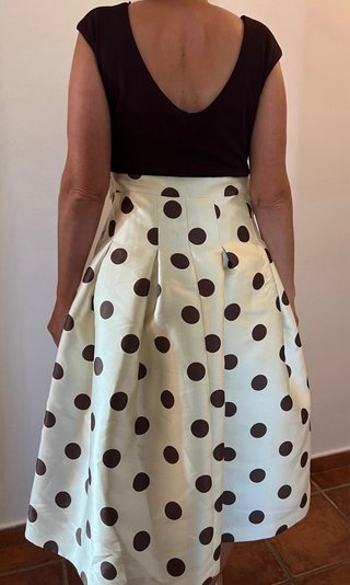 Vestido lunares beige y marrón