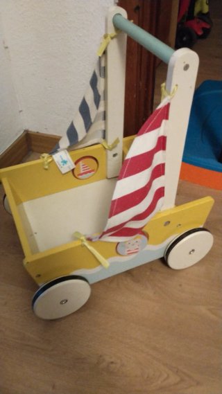 Carrito correpasillos de madera náutico