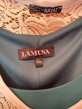 Vestido LAMUSA verde con chaqueta encaje