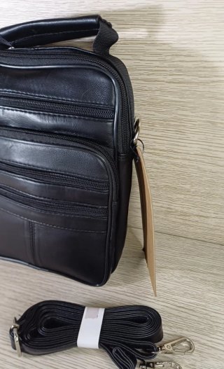 Bolso Piel Hombre Negro Bandolera Nuevo