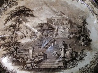 Bandeja inglesa Staffordshire Antigua siglo XIX