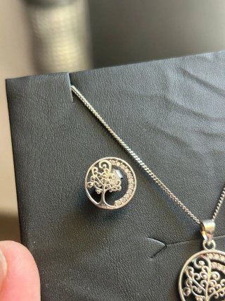 Conjunto pendientes y colgante Árbol de vida plata