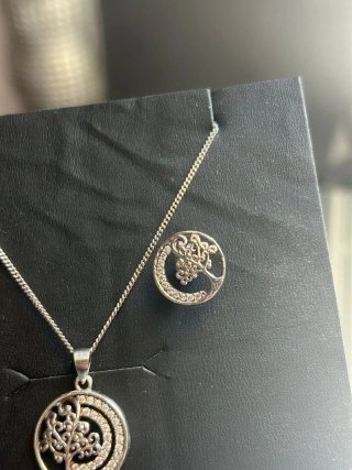 Conjunto pendientes y colgante Árbol de vida plata