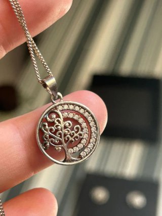 Conjunto pendientes y colgante Árbol de vida plata