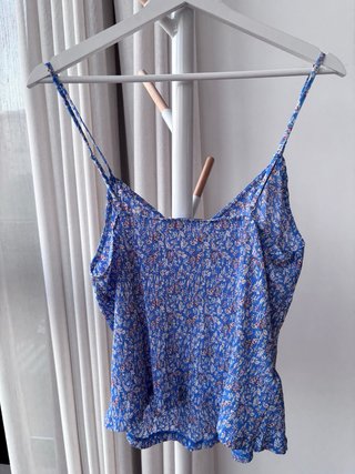Top tirantes floral azul Mango Talla M