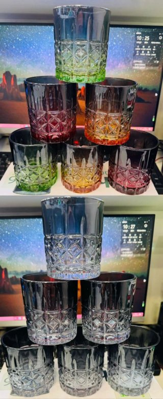 Set 12 Bicchieri Vetro 285ml Colorati