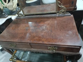 Peinadora mesa vintage espejo biselado y bronce