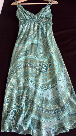Vestido estampado verde y azul