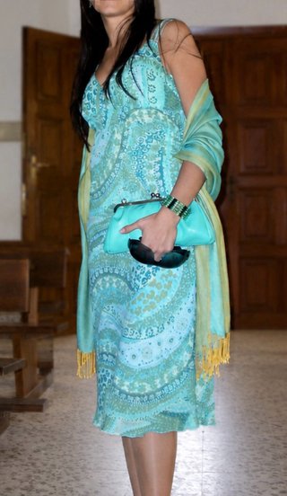 Vestido estampado verde y azul