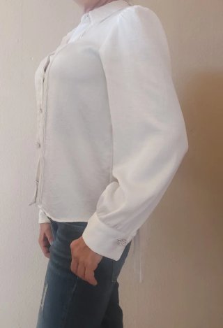 Blusa Zara Blanca Manga Larga