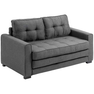 Divano Letto in Tessuto 2 Posti 151x75x85cm Grigio