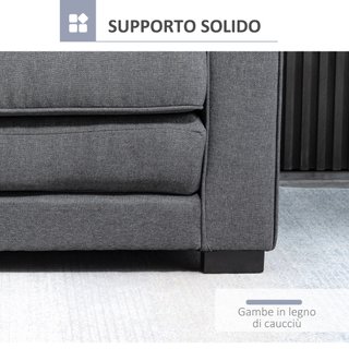 Divano Letto in Tessuto 2 Posti 151x75x85cm Grigio
