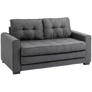 Divano Letto in Tessuto 2 Posti 151x75x85cm Grigio