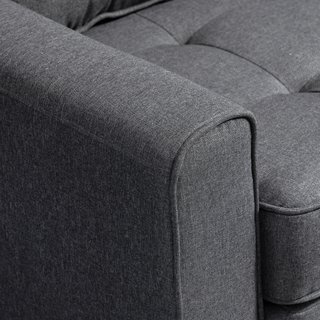 Divano Letto in Tessuto 2 Posti 151x75x85cm Grigio