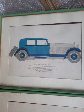 4 Quadri Auto d'Epoca Incorniciati - Hispano Suiza