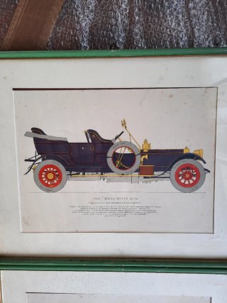 4 Quadri Auto d'Epoca Incorniciati - Hispano Suiza