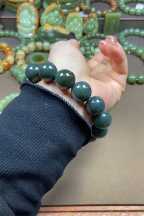 Pulsera de cuentas redondas verde