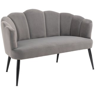 Divano 2 Posti in Velluto 132x66x80 cm Grigio