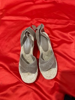 Sandalias Mango Piel Serraje Marrón Talla 36