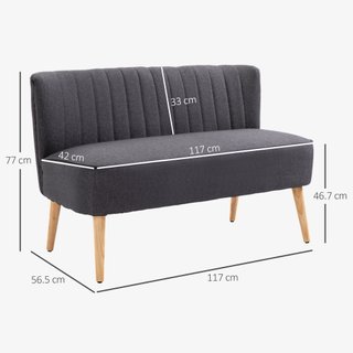 Divano 2 Posti Tessuto Effetto Lino117x56.5x77 Cm