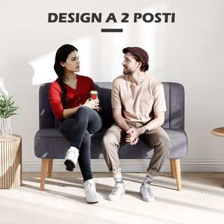 Divano 2 Posti Tessuto Effetto Lino117x56.5x77 Cm