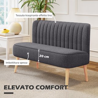 Divano 2 Posti Tessuto Effetto Lino117x56.5x77 Cm