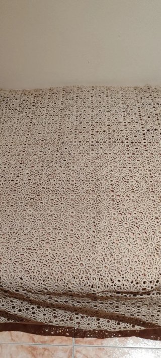 2 Colchas ganchillo beige hecha a mano