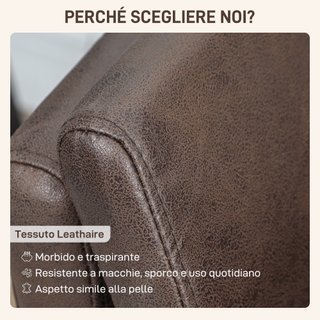 Divano 2 Posti in Pelle Traspirante 137x72x88 cm