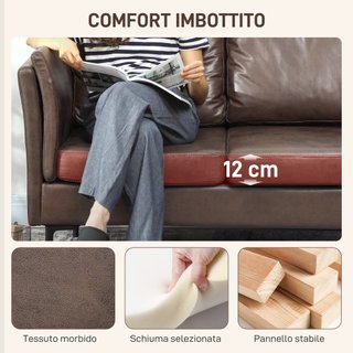 Divano 2 Posti in Pelle Traspirante 137x72x88 cm