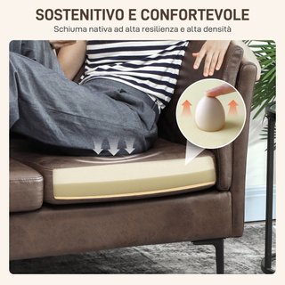 Divano 2 Posti in Pelle Traspirante 137x72x88 cm