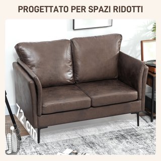 Divano 2 Posti in Pelle Traspirante 137x72x88 cm