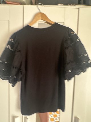 Blusa Zara Negra Mangas Caladas Talla XL