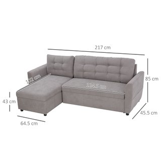 Divano Letto 3 Posti con Chaise Longue Contenitore