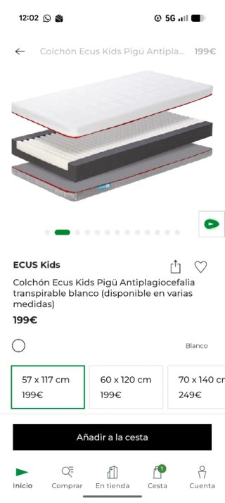 Colchón para cuna de bebé
