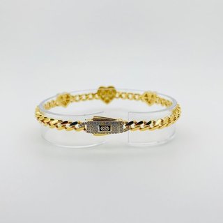 PULSERA BARBADA 3 CORAZONES Y CIRCONITAS