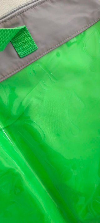 Borsa da spiaggia trasparente verde e grigia
