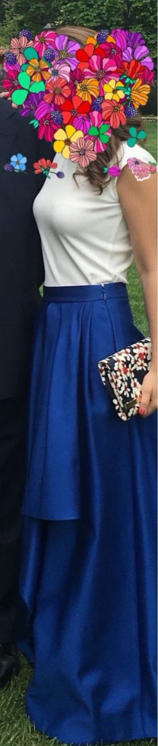 Falda Larga  y blusa de Carolina Herrera Azul