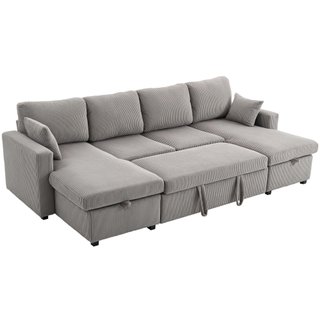 Divano Letto Moderno a U 2 Chaise Longue Grigio