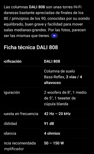 Altavoces Hi-Fi Dali 808 Negros