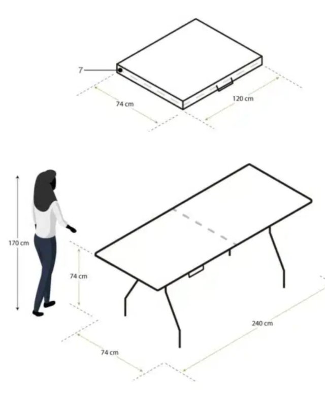 Mesa Plegable Picnic 240 x 74 x 74 cm 10 Personas