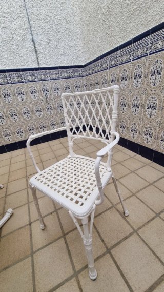 Mesa y 4 Sillas Jardín Cristal y Metal
