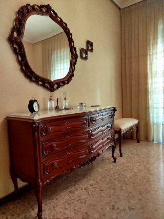 Dormitorio Completo Madera Nogal Tallada Luis XV