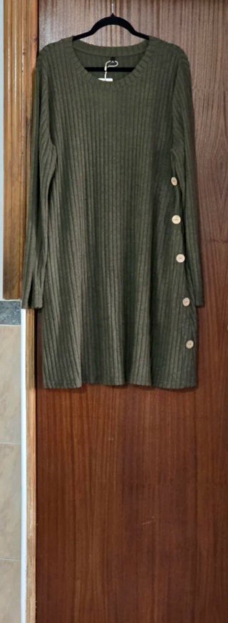 Vestido con bolsillos verde oscuro