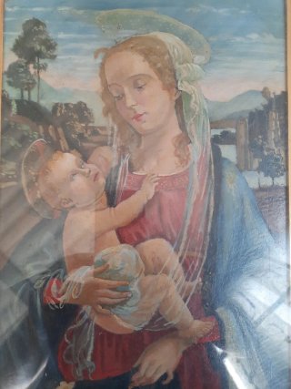 Dipinto Madonna con Bambino su tela